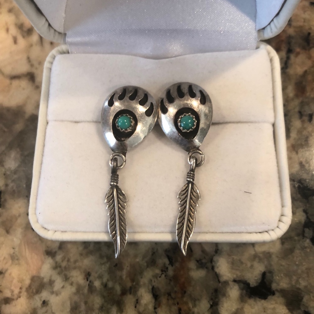 Silver Bear Paw Earrings